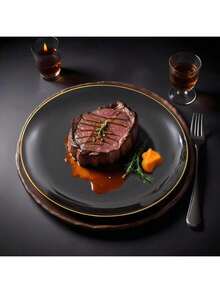 Bộ đồ ăn tái sử dụng viền đen, bao gồm đĩa bánh đường kính 7,5" và 10,25" cùng bát salad trái cây cao cấp, dễ vệ sinh, phù hợp cho đám cưới, sinh nhật, họp mặt gia đình, hoạt động ngoài trời, sự kiện trường học, dã ngoại, tiệc nướng BBQ, nhà hàng và các bữa tiệc tại gia. - màu đen - Xem 3