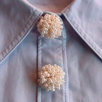 1/2 chiếc khuy cài áo ngọc trai thanh lịch, khuy cài áo sơ mi kiểu kẹp đính pha lê, thích hợp để trang trí veston và váy cưới.