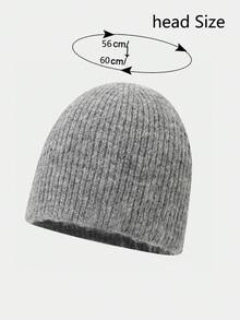 Retro Knitted Beanie Hat, Warm & Comfortable Knitted Blend, Unisex Streetwear Style, Suitable For Autumn/Winter Outdoor Sports & Skiing - Solid Color - View 2