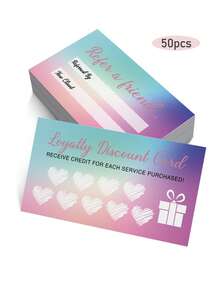 50 thẻ giới thiệu và giảm giá thành viên hai mặt - Thẻ thưởng đa năng phù hợp cho các doanh nghiệp nhỏ, cửa hàng bán lẻ, quán cà phê, tiệm làm tóc và các nhà cung cấp dịch vụ (Lý tưởng để giữ chân khách hàng và khuyến khích hành vi tích cực) - Nhiều màu - Xem 20