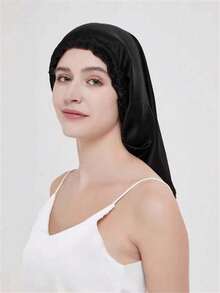 1pc Women's Long Hair Sleep Cap, Lace Elastic Satin Hair Bonnet - Solid Color - View 2