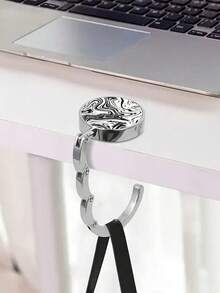 1pc Foldable Desktop Hanger - Zebra Pattern Decorative Hanging Hook For Home Office Dorm Wardrobe Desk Edge, Space-Saving Organizer For Coats Hats Scarves Towels Accessories And Small Items, Lightweight Portable Foldable Design With Quick Open/Close, Stylish Zebra Print Accent To Elevate Shelves Countertop And Entryway Decor - Black and White - View 7