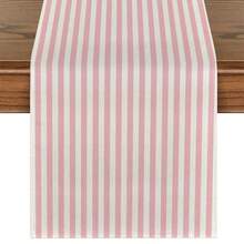 1 pieza Camino de mesa a rayas amarillo brillante y blanco, mantel rectangular texturizado, adecuado para mesa de comedor, mesa de café, decoración del hogar - Decoración duradera para la cocina y el comedor, ajuste de mesa - Rosa Pálido - Ver 12