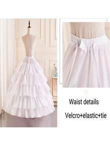 新娘婚纱衬裙，多层大直径四环五莲花设计 - 白色 - 查看 3