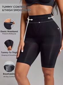 Women's High Waisted Tummy Shaping Bottom Pants Hip Lifting Short Bottom Pants Black Summer - Black - View 1