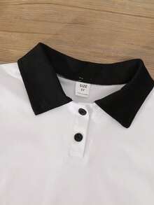 Boys' Sleeveless Polo Shirt, Summer New Cartoon Black Cat Baseball Contrast Color Collar Print Loose Casual Short Sleeve T-Shirt - Multicolor - View 6