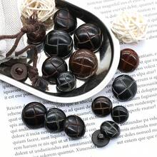 40颗复古足球图案树脂纽扣，棕色仿皮扣眼，适用于西装、夹克、制服、工艺品 - 多种尺寸和颜色可选，复古圆形纽扣，可用于DIY衬衫、缝纫、钱包制作 - 20pcs/件 - 查看 6