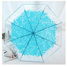 Automatic Umbrella Multipurpose 8 Ribs Fashion Transparent Flower Pattern Folding Travel Umbrella For Daily Stage Performance Blue,Outdoor,Garden,Travel Essentials,Portable Essentials,Beach Essentials,Graduation Season,Commencement,Graduation Ceremony,Graduation Gift,Graduation Present,Graduation Gift,Graduation Present,Congrats Grad,Congratulations Graduate,Valedictorian,Finish School,Graduation Party,Outdoor Essentials,Travel Portable,Hiking Essentials,Camping Essentials,Portable Tools,Summer Essentails,Summer Portable,Umbrella / Compact Umbrella / Travel Umbrella / Windproof Umbrella / Folding Umbrella / Rain Umbrella / Automatic Umbrella / Uv Umbrella / Sun Umbrella / Paraguas / Guarda-Chuva - 多色 - 查看 4