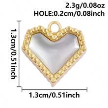 2pcs Heart-Shaped Pendant, Natural Abalone Shell, Glossy 304 Stainless Steel, Jewelry Making Supplies, Charm For Necklace, Earrings, DIY, Waterproof, Fade-Resistant, Fashionable Beach/Ocean Decor - Heart - View 14