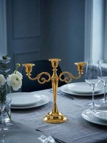 Elegant Multi-Arm Gold Candle Holder, Vintage European Style Home Decor, Creates Romantic Ambiance For Living Room, Wedding Anniversary, And Other Romantic Occasions. This Bohemian-Style Zinc Alloy Desktop Decor Is An Ideal Choice For Home Decoration, Fireplace Decor, Christmas Party, Housewarming Gift, Wedding, Restaurant, And Various Gatherings. - Multicolor - View 18