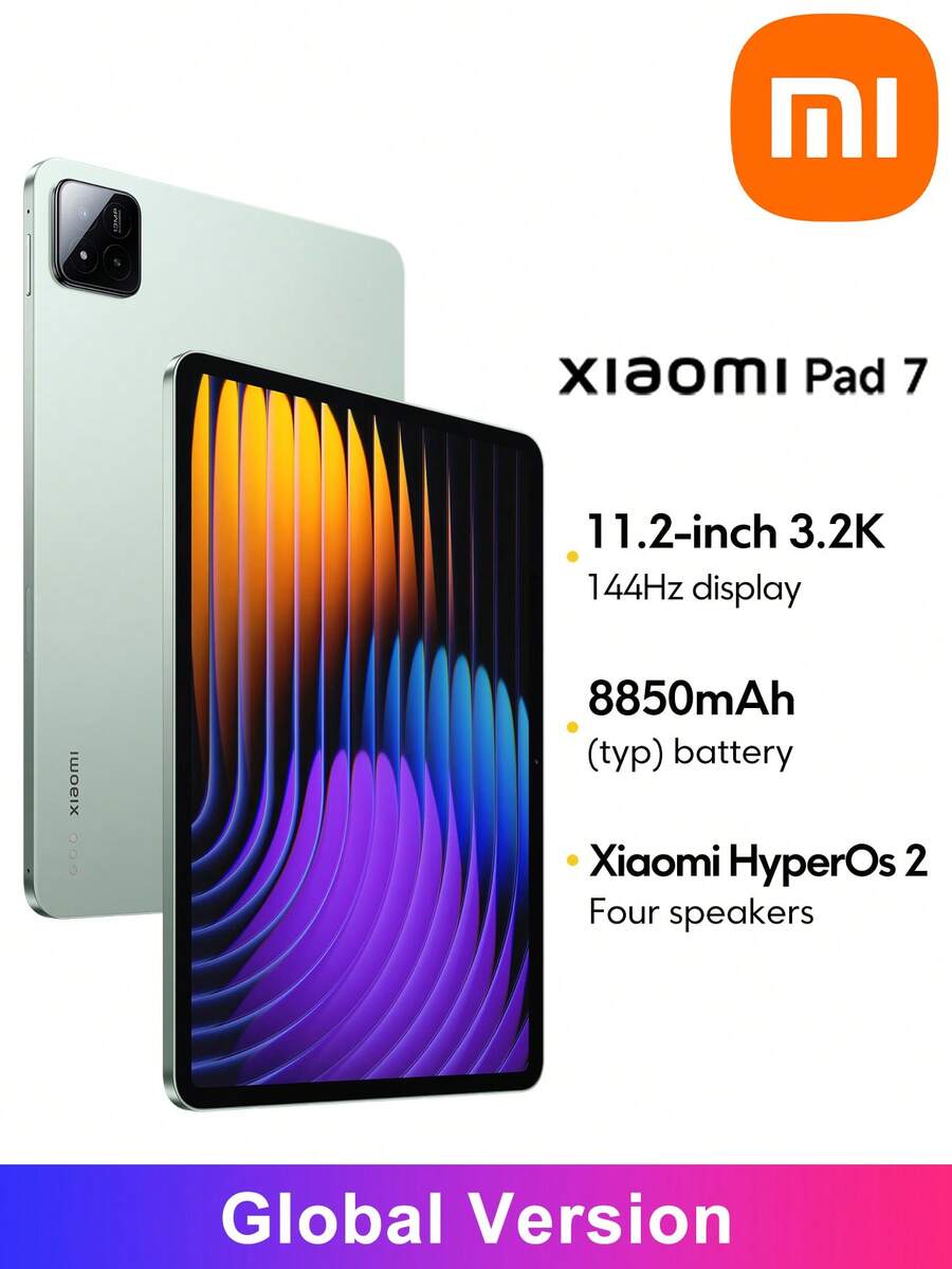 全球版 Xiaomi Pad 7,Snapdragon 7+ Gen 3 行動平台,11.2 吋 3.2K 144Hz 晶瑩螢幕 3200 X 2136 解析度,Xiaomi HyperOS 2,8850mAh 45W 快速充電 - 綠色 - 查看 1