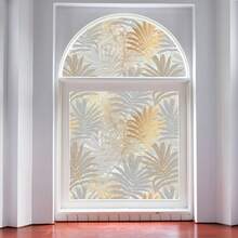 ihomeli Tropical Foliage Print Static Cling Window Film, Rustic PVC Privacy Glass Covering, Frosted Glass Sticker, Self-Adhesive & Semi-Transparent - Multicolor - View 6
