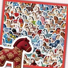 100pcs Cute Horse Stickers, Chinese Style Creative Decorative Stickers For Diary, Notebook Scrapbook Supplies Stationery Funny Stickers - 100pcs - View 3