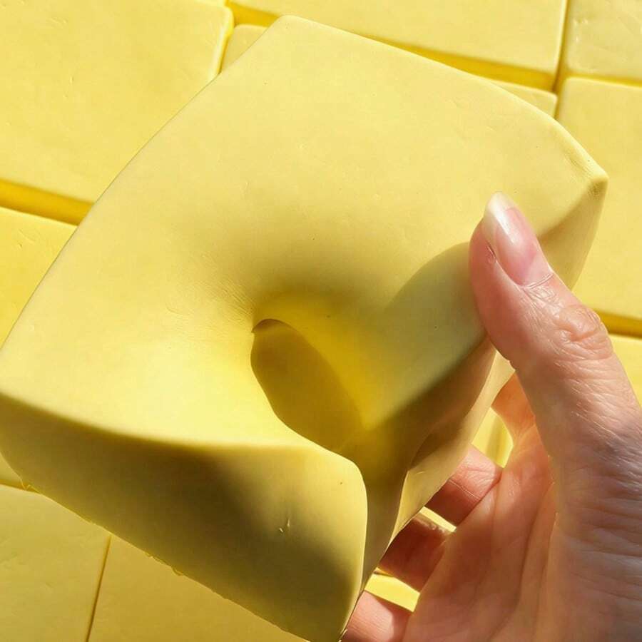 Soft Milk Brick Slow Rebound Sticky Hand Simulation, Realistic Yellow Butter Cake Emitting High-End Pastry Aroma, Soft Texture, Very Fun To Play With - Multicolor - View 1