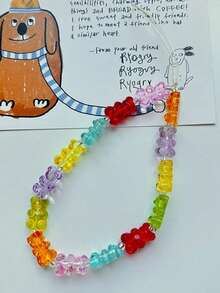 1条流行多巴胺彩虹熊手机挂绳，透明软糖珠手机挂绳，多功能透明软糖珠钥匙扣，适用于所有手机型号，适合送给母亲、家人、朋友，生日、节日礼物 - 彩色 - 查看 3