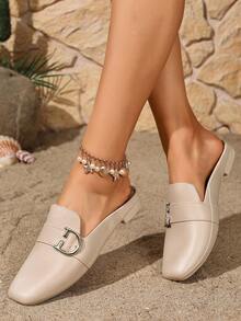 Women's Fashion Slip-On Shoes, Versatile Commuter Shoes, Mule Heels - Apricot - View 5