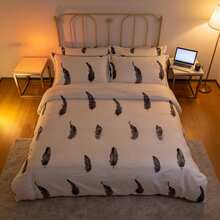 Golden Bee 印花四件式床品 6款可選 被套140x200–200x220cm + 床單 + 2枕頭套70x80cm 柔軟透氣簡約風臥室套裝 - 黑與白 - 查看 2