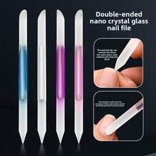 1pc Glass Nail Manicure Stick Cuticle Pusher Nail File Double Sided Crystal Glass Nail Manicure Tools For Women Men - Multicolor - View 1