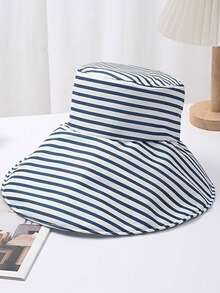 1pc Colorblock Zebra Striped Bucket Hat, Windproof, UV Protection, 3D Design, Foldable, Fashion Versatile, Elegant Style, Soft & Comfortable, Breathable, Multi-Functional, Flattering, Suitable For Beach, Outdoor, Travel, Hiking, Cycling, Dates And Various Occasions - Striped Fisherman - View 6