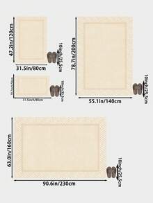 1pc Beige Minimalist Pattern Area Rug, Made Of Soft & Comfortable Material, Easy To Clean, Non-Slip Bottom Design, Suitable For Living Room, Bedroom, Bathroom, Kitchen, Dining Room, Office And Holiday Celebration Occasions - Beige - View 3