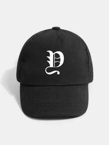 1顶个性化字母网眼棒球帽（1-3岁） - 字母可选A-Z，婴幼儿男女童休闲沙滩旅行防晒帽 - 黑色 - 查看 42