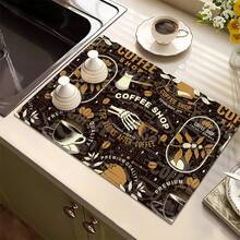 1pc Square Skull & Coffee Pattern Heat Insulation Pad, Trivet Mat, Desk Protector, Coffee Machine Mat, Kitchen Drainage Mat, Home & Kitchen Placemat - Multicolor - View 18