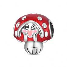 1PC925 Silver-Plated 'Travel' Charm Just Go! Red Travel Bag, Hamburger Cat, Music, ROCK Kitten, I Myself Happy Cat, Cute Mushroom, Little Hedgehog, Snail Head Mushroom Pendant Charms, Women's Original DIY Jewelry, Snake Bone Chain, Suitable For Music Festivals, Birthdays, Carnivals, And Ramadan Gifts - Multicolor - View 13