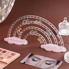 NiHome Iridescent Earrings Holder Holes Display Rainbow Iridescent Ear Studs Jewelry Show Rack Stand Organizer Holder Plastic Clear Acrylic Earring Rack Holder Organizer For Girl Women - Multicolor - View 5
