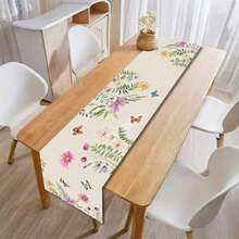 1pc Table Runner/Flag Butterflies And Flowers Spring Scene Kitchen Dining Table Decoration For Indoor/Outdoor Dining Decor For Family Gatherings & Parties Easy-Clean Festive Decoration - 1件-13*72吋/33*183厘米 - 查看 4