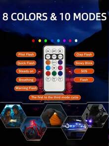 4 tiras de luz LED inalámbricas - Iluminación de alta luminosidad de 8 colores con función de evitación de colisiones, con control remoto, carga USB y diseño impermeable, adecuado para automóvil, dron, avión, motocicleta y bicicleta - Multicolor - Ver 7