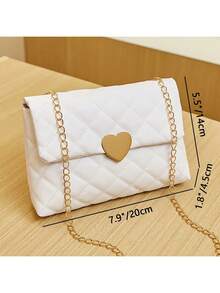 1个女孩时尚金属心形扣菱形包，优雅链条单肩斜挎包，多功能通勤方包，精美礼物 - 彩色 - 查看 8