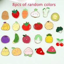 8pcs Cute Cartoon Fox Wings, Little Red Flower, Pineapple, Broccoli Brooch Pins, Vegetable Pins, Personalized Text Pins, Sunlight Pins, Bag Accessories - Multicolor - View 9