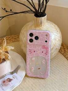 1pc New Sanrio Stylish Leopard Print Big Mouth Kitty Phone Case, Shock-Resistant, Suitable For IPhone 15 Pro Max, 16, 16 Pro, 16 Pro Max, 17, 17 Pro, 17 Pro Max, Unisex, Couples, Birthday, Valentine's Day, Exquisite Gift - Multicolor - View 4