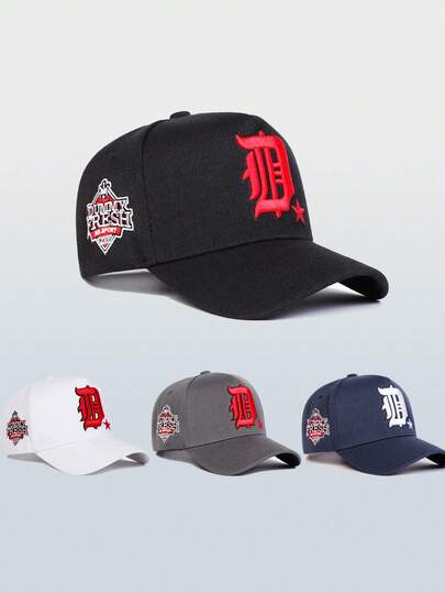 1顶男女通用哥特字母D形环刺绣棒球帽 - 可调节设计，适合徒步、登山、旅行、防晒和户外运动