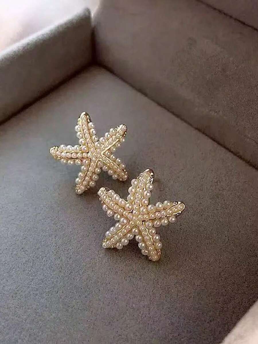 2026 New Exaggerated Starfish & Pearl Earrings, Korean Elegant Fashion Earrings, Earring Accessories - Starfish - View 1