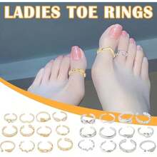 Elegant Minimalist Adjustable Heart, Crescent Moon, Flower Toe Ring, Suitable For Women's Daily Wear, Beach, Holiday, Gift - Anklet - View 8