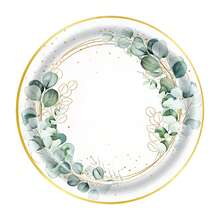 10pcs/20pcs Sage Green Leaves Color Party Supplies Serve Guests Eucalyptus Flowers Disposable Paper Plates Napkins And Cups For Bridal Baby Shower Birthday Wedding Party Decorations - Multicolor - View 5