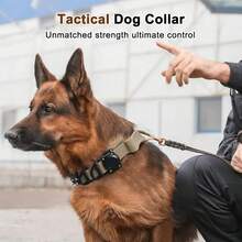 Dog Collar Waterproof Tactical Dog Collar With Control Handle Zinc Alloy Buckle Pte Collar For AirTag Medium Large Dogs Necklace Without Locator And With Screwdriver - 彩色 - 查看 5