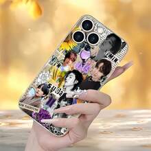 Collage de miembros de  con colores vibrantes. Tema de collage.funda de teléfono Fundas compatibles con ,Apple,VIVO,OPPO,,, y Honor.Fabricadas en silicona TPU,ofrecen protección contra golpes y caídas. - transparente - Ver 2