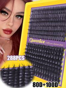 Queenice 256/192/60片超柔軟D捲度單簇假睫毛，對稱貓眼左/右 80D DIY睫毛簇，極致豐盈、自然持久、輕盈柔軟可重複使用，適合初學者，適用日常、派對、旅行、假期 - D - 查看 4