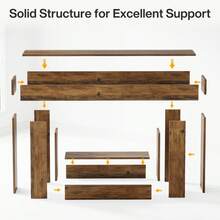 LITTLE TREE 63 " Long Console Table,  Farmhouse 2-Tier Sofa Table Behind Couch, Large Narrow Entryway Table For Living Room, Wooden Hallway Foyer Table With Heavy Duty Base, Rustic Brown - Nâu mộc mạc - Xem 6