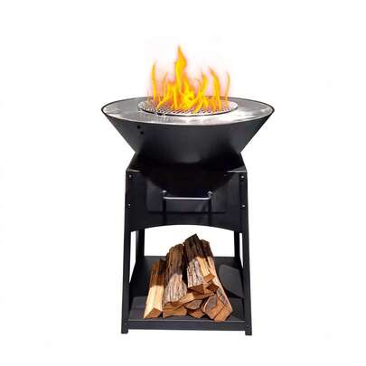 Outdoor Fire Pits, 3 In 1 Camping Wood Stove With BBQ Grill And Tray, Metal Garden Wood Burning Square Fire Pit With Ashes Drawer, Easy To Clean Fireplacefor Tent, Outdoor Heating, Cooking