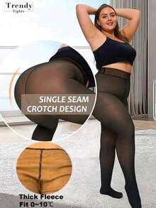 1 Pair Thick Warm Pantyhose, Women's High Elasticity, Sheer - Black - View 4