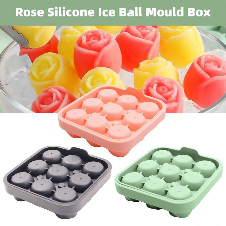 Aimall Rose Silicone Ice Ball Mould Box Ice Compartment Tray For Home Bar Drink Making - 查看 1