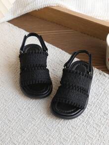 1 Pair Children's Summer New Soft Bottom Fashion Versatile Outdoor Non-Slip Criss-Cross Lace Flat Sandals - Black - View 5