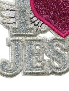 I Love Jesus Patch Religious Christian Glitter Applique Embroidered Iron On - Multicolor - View 4