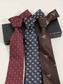 1pc Handmade Bee Pattern Necktie, Suitable For Casual, Street, Party Occasions,Festival,Travel - Multicolor - View 1