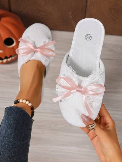 2026 New Fashion Bow Decor Indoor/Outdoor Dual-Wear Mesh Slippers