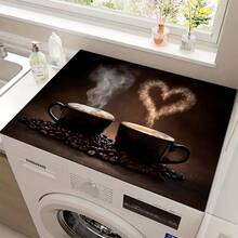 1pc Retro Coffee Pattern Heat Resistant Protective Cover, Non-Slip And Scratch-Resistant Surface, Easy To Clean Polyester Material, Suitable For Kitchen, Washing Machine, Dryer, Stove Protection, Household Appliance Accessories, Modern Kitchen Anti-Slip Sleeve. - Multicolor - View 16