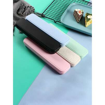 Estojo de talheres de palha, conjunto de talheres portátil para viagem, lixa de unha, pincel de maquiagem, faca, garfo, colher, pauzinhos, estojo para lápis, caixa organizadora com tampa, conjunto de talheres para viagem, caixa organizadora grande para talheres
